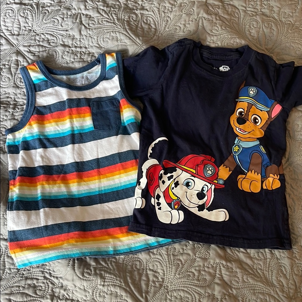 Boys Paw Patrol Navy and Striped Tank Top Set Size 3t